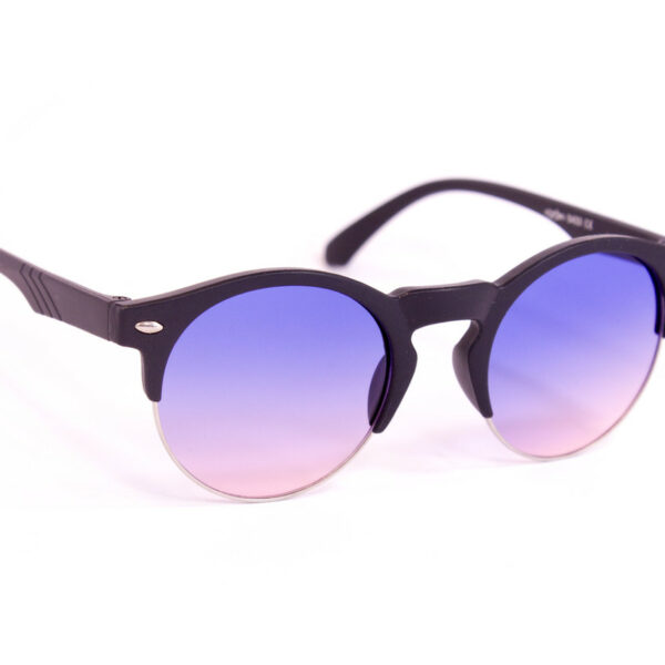 Дитячі окуляри круглі 0433-1 райдужне напилення чорна оправа topseason Cardeo