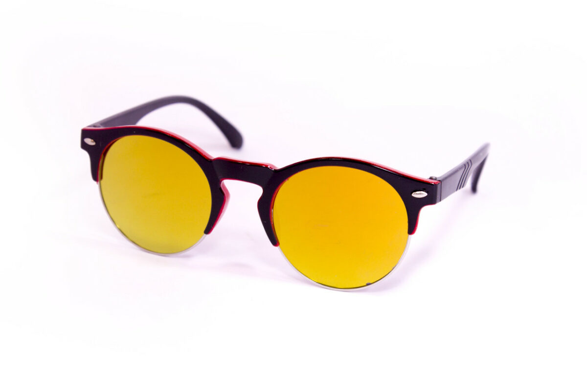 Дитячі окуляри круглі 0433-3 чорно-малинові topseason